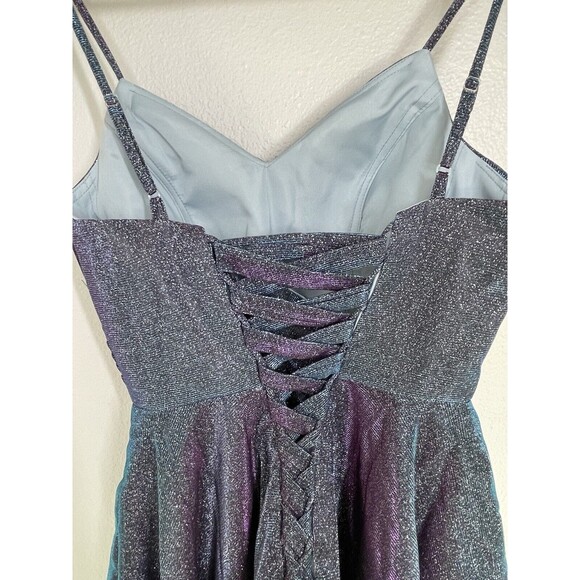 NWOT Sparkle Homecoming Prom Formal Dress Sz 2 Adjustable Purple Blue Iridescent - Picture 10 of 16
